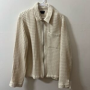 Cream Textured Zip-Up Jacket